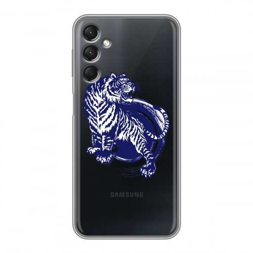 Полупрозрачный дизайнерский силиконовый с усиленными углами чехол для Samsung Galaxy A24 4G Прозрачные тигры