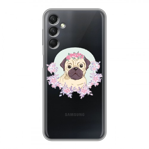 Полупрозрачный дизайнерский пластиковый чехол для Samsung Galaxy A24 4G Прозрачные щенки