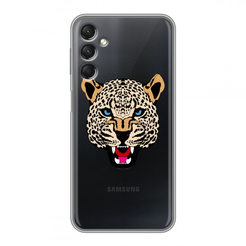 Дизайнерский силиконовый с усиленными углами чехол для Samsung Galaxy A24 4G Прозрачные леопарды