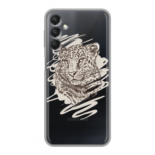 Дизайнерский силиконовый чехол для Samsung Galaxy A24 4G Прозрачные леопарды