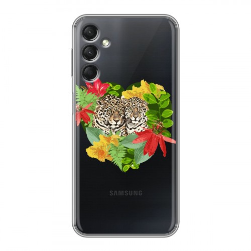 Дизайнерский силиконовый чехол для Samsung Galaxy A24 4G Прозрачные леопарды