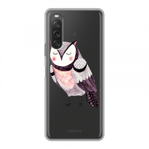Полупрозрачный дизайнерский пластиковый чехол для Sony Xperia 10 V Прозрачные совы