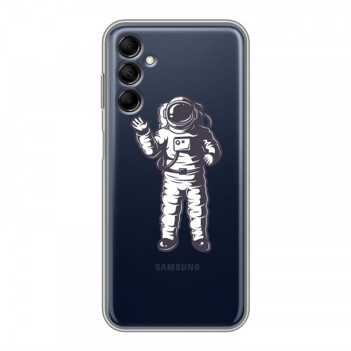Полупрозрачный дизайнерский силиконовый чехол для Samsung Galaxy M14 5G Прозрачный космос