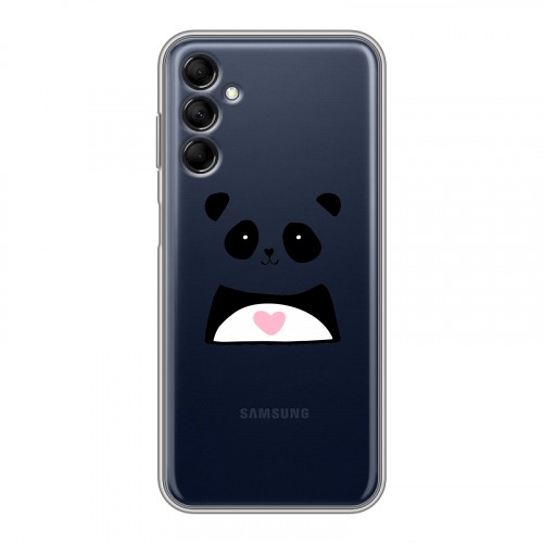 Полупрозрачный дизайнерский пластиковый чехол для Samsung Galaxy M14 5G Прозрачные панды - смайлики