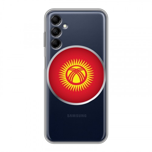 Полупрозрачный дизайнерский силиконовый чехол для Samsung Galaxy M14 5G флаг Киргизии