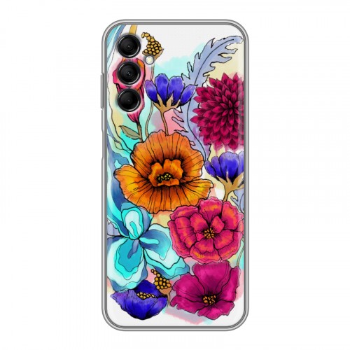 Дизайнерский силиконовый с усиленными углами чехол для Samsung Galaxy M14 5G Цветочная акварель