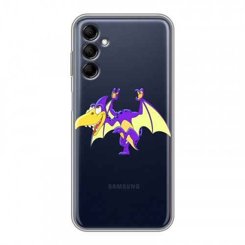 Полупрозрачный дизайнерский силиконовый с усиленными углами чехол для Samsung Galaxy M14 5G Прозрачные Драконы
