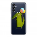 Полупрозрачный дизайнерский силиконовый с усиленными углами чехол для Samsung Galaxy M14 5G Прозрачные крокодилы
