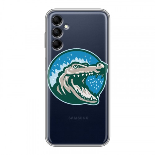 Полупрозрачный дизайнерский силиконовый с усиленными углами чехол для Samsung Galaxy M14 5G Прозрачные крокодилы