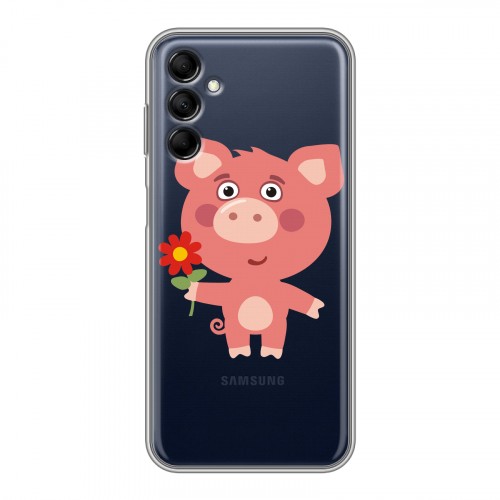 Полупрозрачный дизайнерский силиконовый чехол для Samsung Galaxy M14 5G Прозрачные свинки