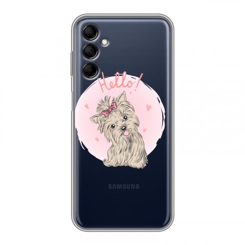 Полупрозрачный дизайнерский пластиковый чехол для Samsung Galaxy M14 5G Прозрачные щенки