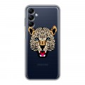 Дизайнерский силиконовый с усиленными углами чехол для Samsung Galaxy M14 5G Прозрачные леопарды