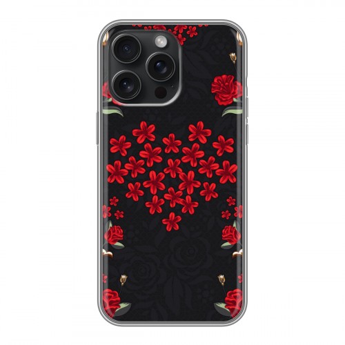 Дизайнерский силиконовый чехол для Iphone 15 Pro Max Цветочный арт-деко