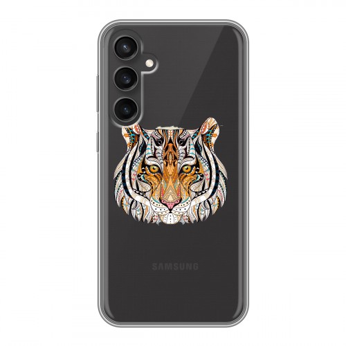 Полупрозрачный дизайнерский пластиковый чехол для Samsung Galaxy S23 FE Прозрачные тигры