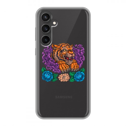 Полупрозрачный дизайнерский пластиковый чехол для Samsung Galaxy S23 FE Прозрачный тигр