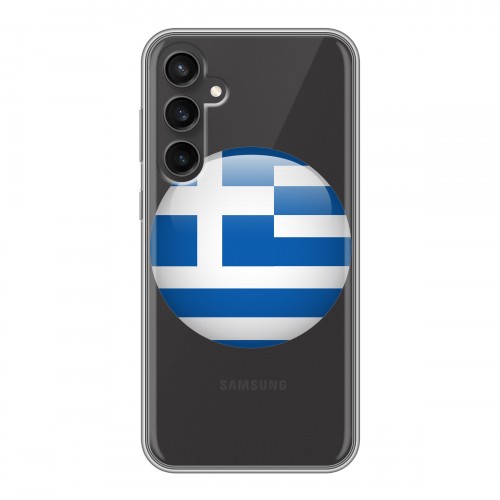 Полупрозрачный дизайнерский пластиковый чехол для Samsung Galaxy S23 FE флаг греции