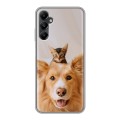 Дизайнерский силиконовый чехол для Samsung Galaxy A05s Собака и котенок