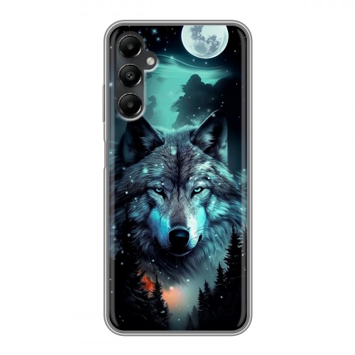 Дизайнерский силиконовый чехол для Samsung Galaxy A05s Волк и луна