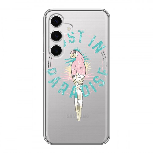 Полупрозрачный дизайнерский пластиковый чехол для Samsung Galaxy S24 Прозрачные попугаи