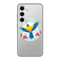 Полупрозрачный дизайнерский пластиковый чехол для Samsung Galaxy S24 Прозрачные попугаи