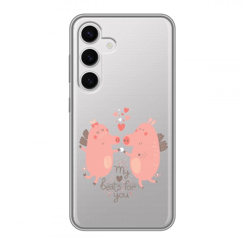 Полупрозрачный дизайнерский силиконовый чехол для Samsung Galaxy S24 Прозрачные свинки