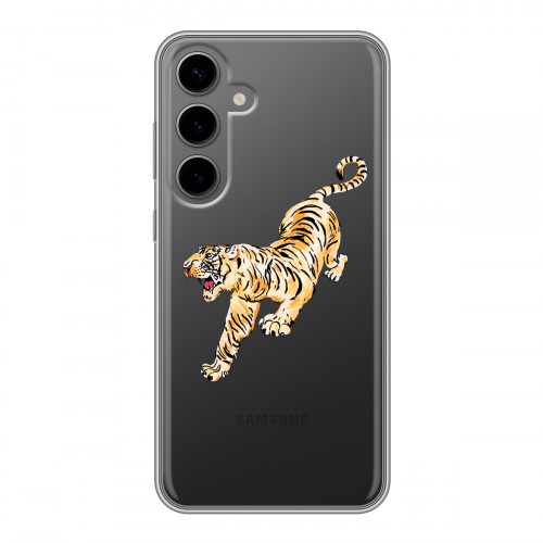 Полупрозрачный дизайнерский пластиковый чехол для Samsung Galaxy S24 Plus Прозрачный тигр