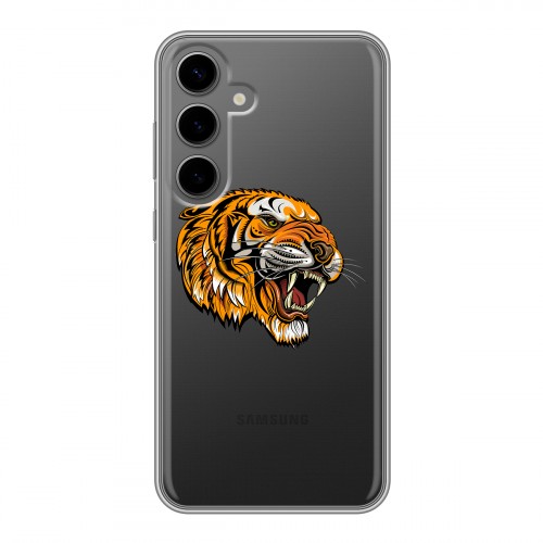 Полупрозрачный дизайнерский пластиковый чехол для Samsung Galaxy S24 Plus Прозрачный тигр