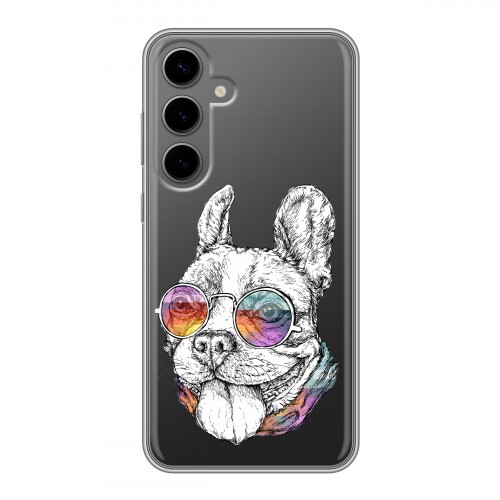 Полупрозрачный дизайнерский силиконовый чехол для Samsung Galaxy S24 Plus Прозрачные щенки