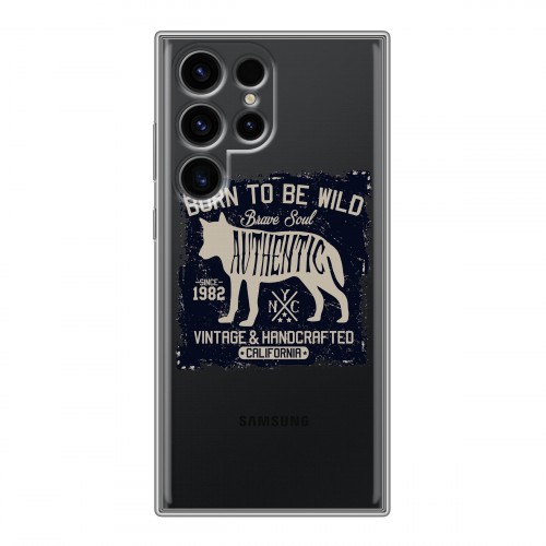 Полупрозрачный дизайнерский пластиковый чехол для Samsung Galaxy S24 Ultra Волки