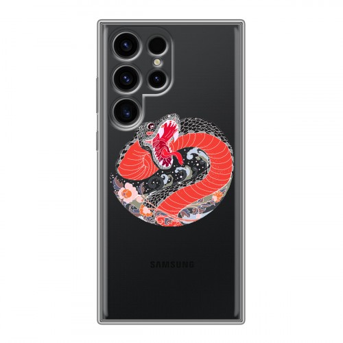 Полупрозрачный дизайнерский силиконовый чехол для Samsung Galaxy S24 Ultra Прозрачные змеи