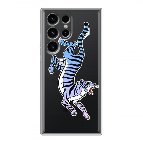 Дизайнерский силиконовый чехол для Samsung Galaxy S24 Ultra Прозрачные леопарды