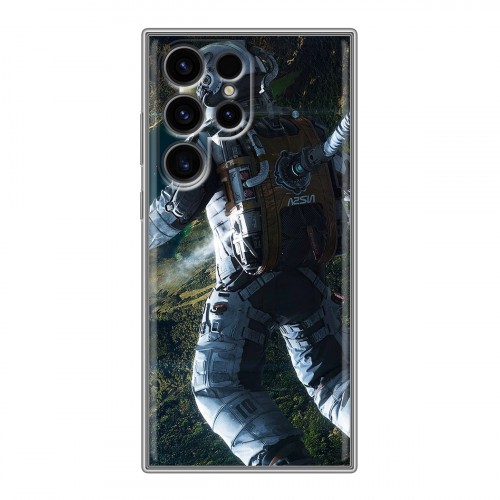 Дизайнерский силиконовый чехол для Samsung Galaxy S24 Ultra Космонавт