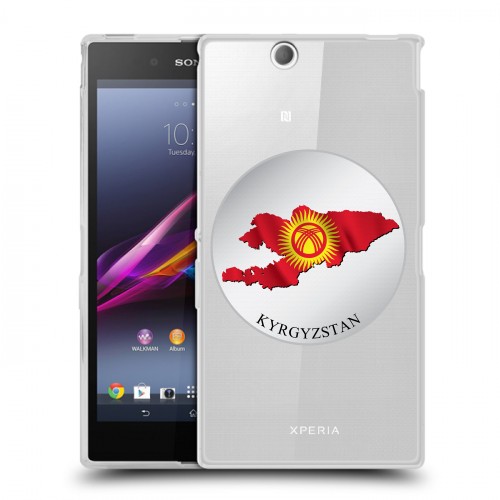 Полупрозрачный дизайнерский пластиковый чехол для Sony Xperia Z Ultra  флаг Киргизии