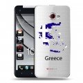 Полупрозрачный дизайнерский пластиковый чехол для HTC Butterfly S флаг греции