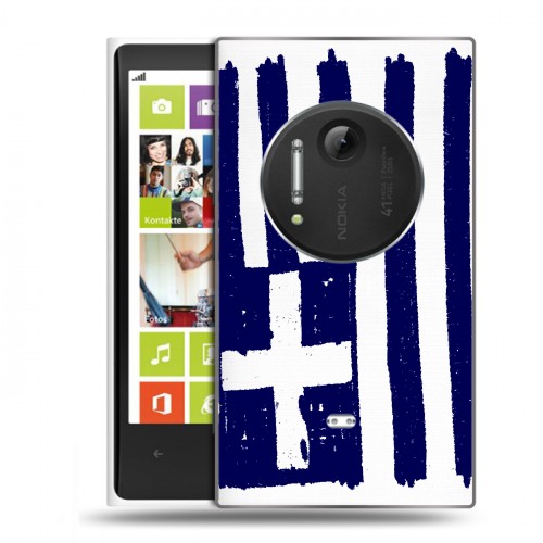 Полупрозрачный дизайнерский пластиковый чехол для Nokia Lumia 1020 флаг греции