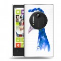 Полупрозрачный дизайнерский пластиковый чехол для Nokia Lumia 1020 Прозрачные павлины