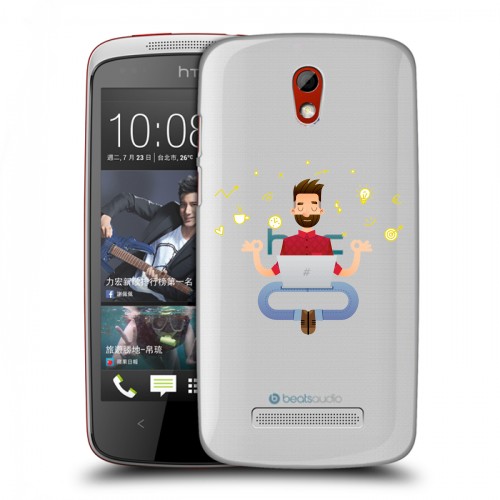 Полупрозрачный дизайнерский пластиковый чехол для HTC Desire 500 Прозрачное IT
