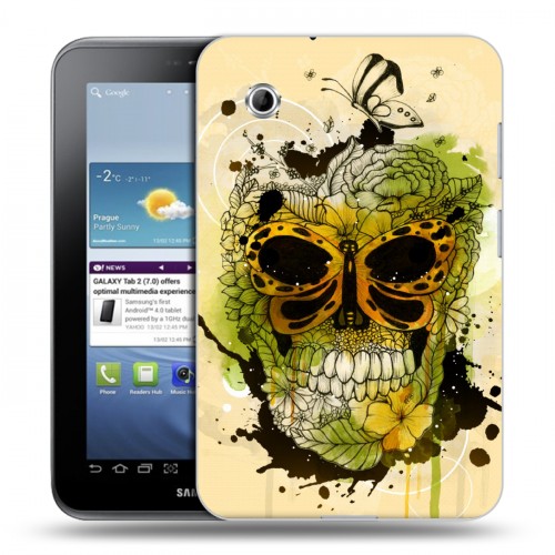 Дизайнерский силиконовый чехол для Samsung Galaxy Tab 2 7.0 Акварельные черепа