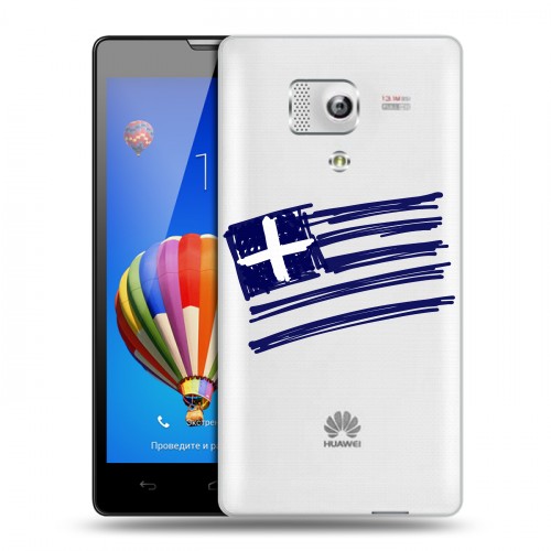 Полупрозрачный дизайнерский пластиковый чехол для Huawei Honor 3 флаг греции