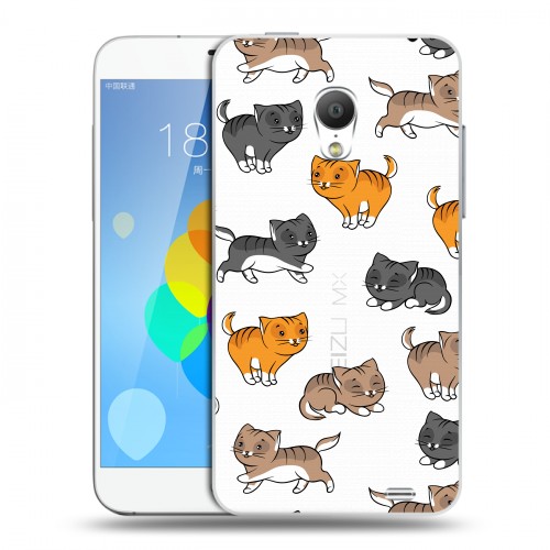 Полупрозрачный дизайнерский силиконовый чехол для  Meizu MX3 Прозрачные котята