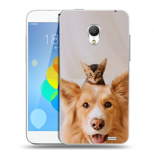 Дизайнерский пластиковый чехол для  Meizu MX3 Собака и котенок