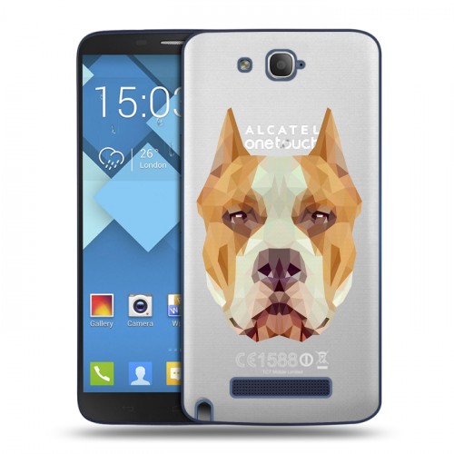 Полупрозрачный дизайнерский пластиковый чехол для Alcatel One Touch Hero Прозрачные собаки