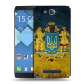 Дизайнерский пластиковый чехол для Alcatel One Touch Hero Флаг Украины