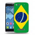 Дизайнерский пластиковый чехол для Alcatel One Touch Idol Alpha Флаг Бразилии