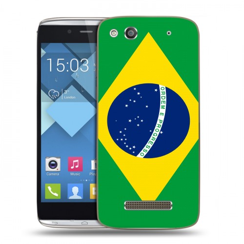 Дизайнерский пластиковый чехол для Alcatel One Touch Idol Alpha Флаг Бразилии