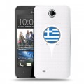 Полупрозрачный дизайнерский пластиковый чехол для HTC Desire 300 флаг греции