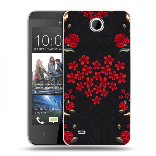 Дизайнерский пластиковый чехол для HTC Desire 300 Цветочный арт-деко