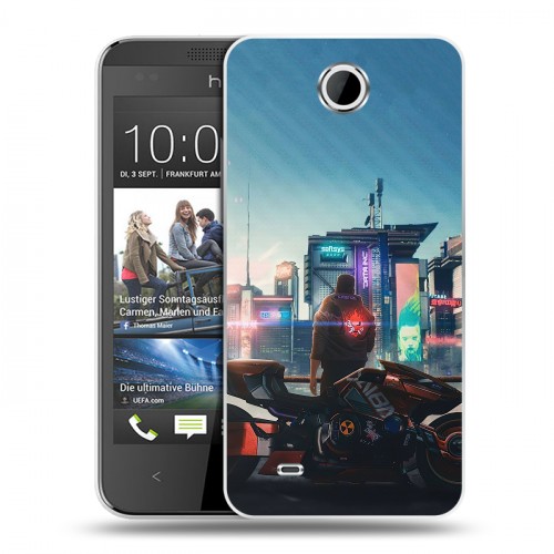 Дизайнерский пластиковый чехол для HTC Desire 300 Cyberpunk 2077