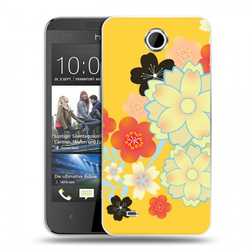 Дизайнерский пластиковый чехол для HTC Desire 300 Цветы кимоно