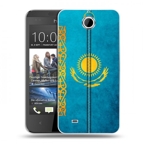 Дизайнерский пластиковый чехол для HTC Desire 300 Флаг Казахстана